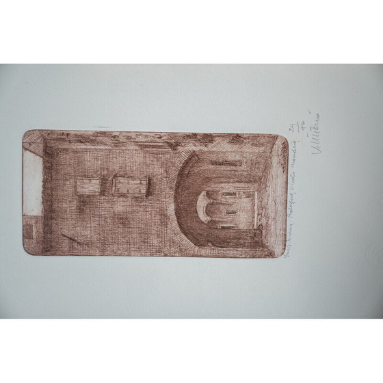 Image 1 of Vintage painting with ash frame and glass, 1980