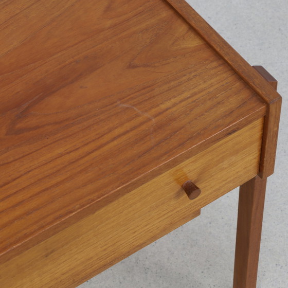 Image 1 of Sewing Table/Side Table With Rattan Basket, 1960S