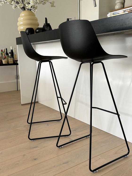 Image 1 of 2x Miunn Barstool Slide Base Black H75