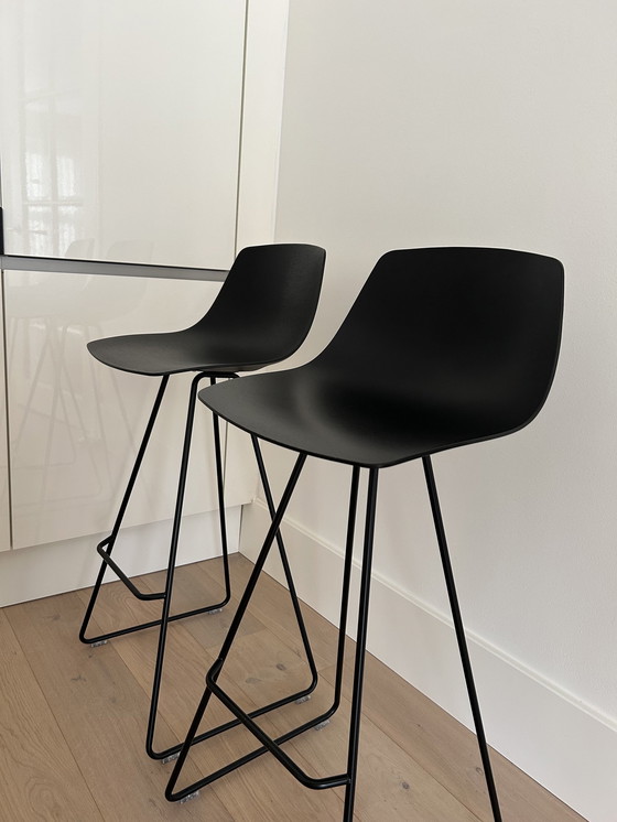 Image 1 of 2x Miunn Barstool Slide Base Black H75