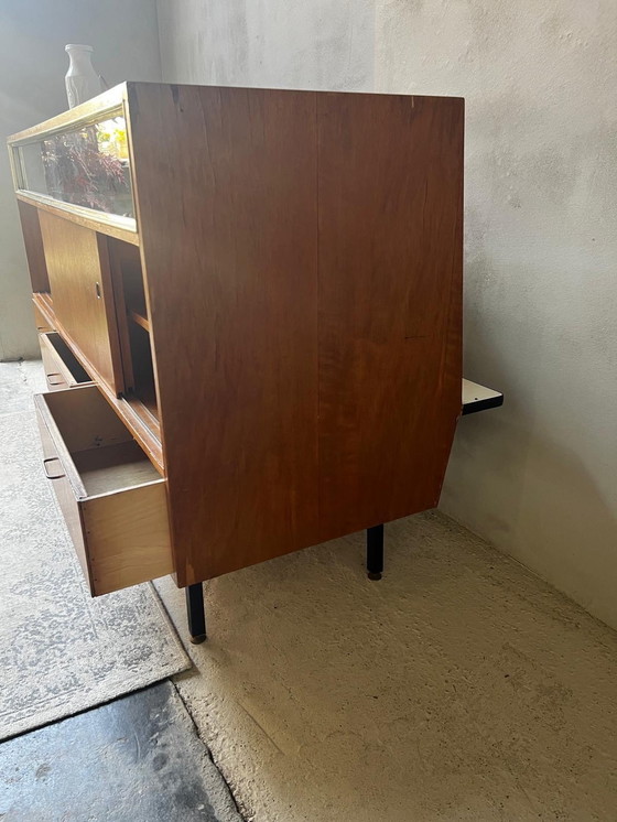 Image 1 of 1950s Counter Layered Display Case With Drawers On Metal Legs