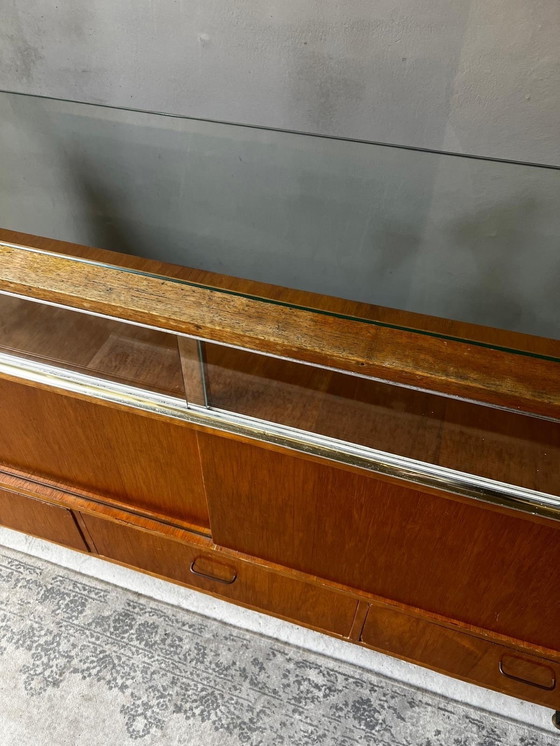 Image 1 of 1950s Counter Layered Display Case With Drawers On Metal Legs