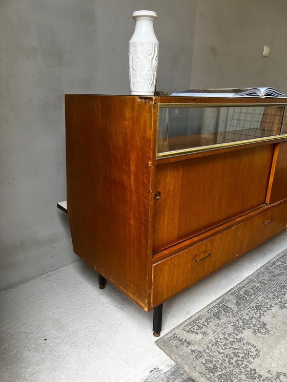 Image 1 of 1950s Counter Layered Display Case With Drawers On Metal Legs