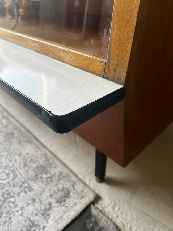 Image 1 of 1950s Counter Layered Display Case With Drawers On Metal Legs