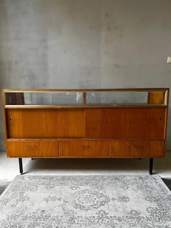 Image 1 of 1950s Counter Layered Display Case With Drawers On Metal Legs