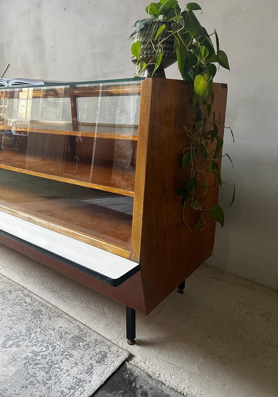 Image 1 of 1950s Counter Layered Display Case With Drawers On Metal Legs