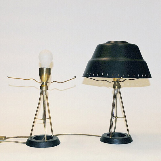 Image 1 of Pair of vintage black metal table lamps by Uppsala Armaturfabriks, 1950