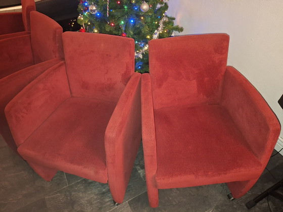 Image 1 of Mobitec Dining Chairs 4X Red