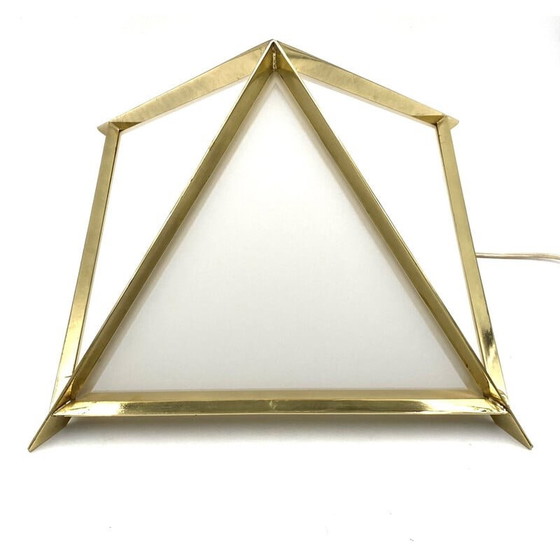 Image 1 of Vintage golden brass Pyramidal table lamp by Christos, Italy 1970