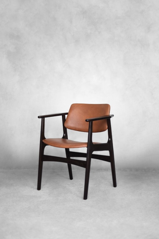 Sedia da ufficio vintage in mogano, stile scandinavo moderno di metà secolo, anni '60