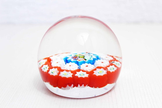 Image 1 of Murano glass sulfide paperweight "Mille Fiori"