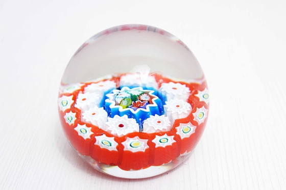 Image 1 of Murano glass sulfide paperweight "Mille Fiori"