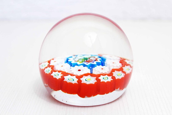 Image 1 of Murano glass sulfide paperweight "Mille Fiori"