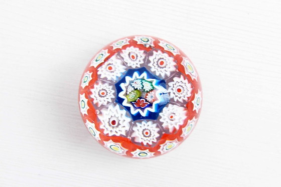 Image 1 of Murano glass sulfide paperweight "Mille Fiori"