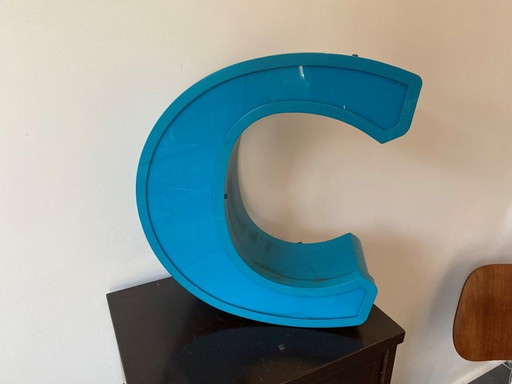 Letter C Aluminum Sign Alu And Plexiglas Plexi Vintage 1970