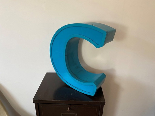 Letter C Aluminum Sign Alu And Plexiglas Plexi Vintage 1970