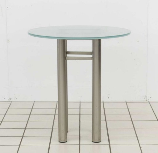 Steel And Frosted Glass Side Table