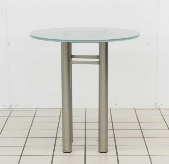 Image 1 of Steel And Frosted Glass Side Table