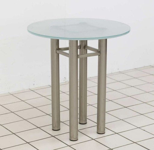 Steel And Frosted Glass Side Table