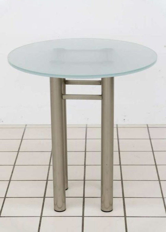 Image 1 of Steel And Frosted Glass Side Table