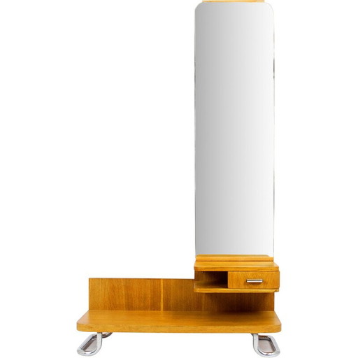 Tocador vintage Bauhaus de acero tubular cromado, Checoslovaquia, década de 1940