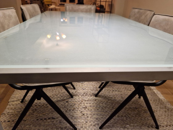 Image 1 of Sturdy Glass Dining Table, 6 Person