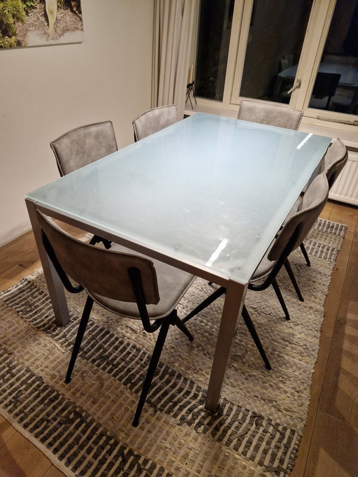 Sturdy Glass Dining Table, 6 Person