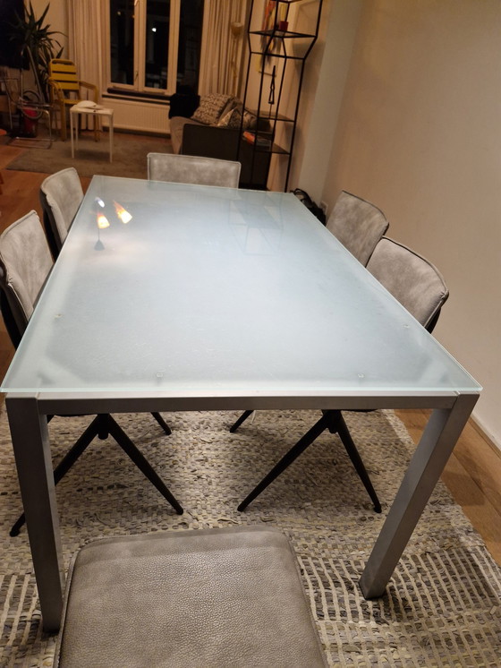 Image 1 of Sturdy Glass Dining Table, 6 Person