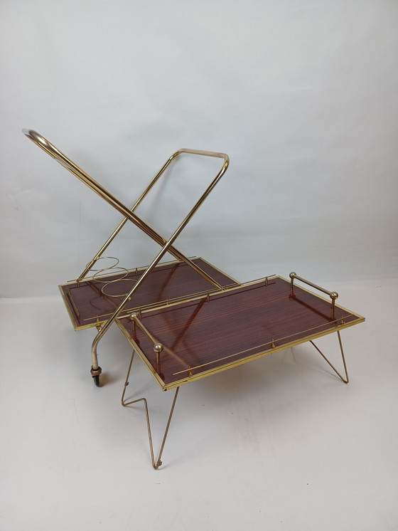Image 1 of Carrello da bar vintage con carrello da portata