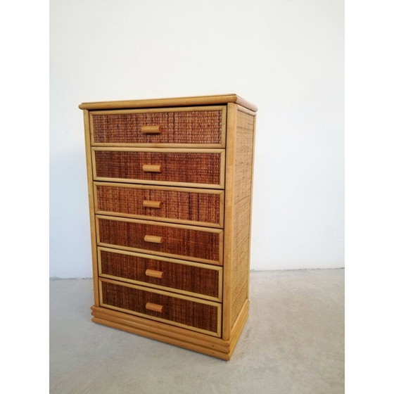 Image 1 of Vintage bamboo & rattan chest of drawers, 1970s