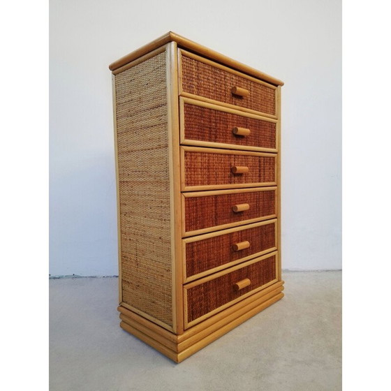 Image 1 of Vintage bamboo & rattan chest of drawers, 1970s