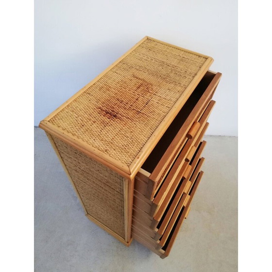 Image 1 of Vintage bamboo & rattan chest of drawers, 1970s