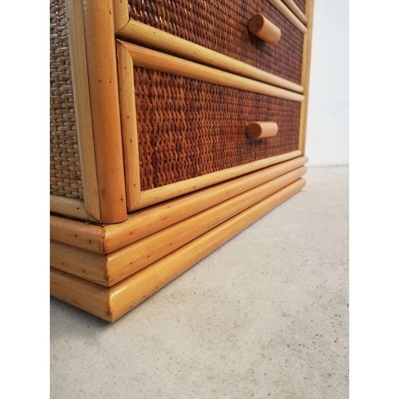 Image 1 of Vintage bamboo & rattan chest of drawers, 1970s