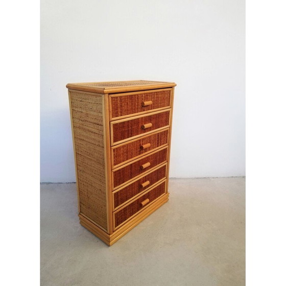 Image 1 of Vintage bamboo & rattan chest of drawers, 1970s