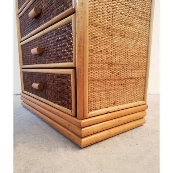 Image 1 of Vintage bamboo & rattan chest of drawers, 1970s