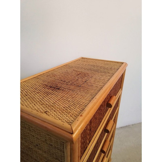 Image 1 of Vintage bamboo & rattan chest of drawers, 1970s