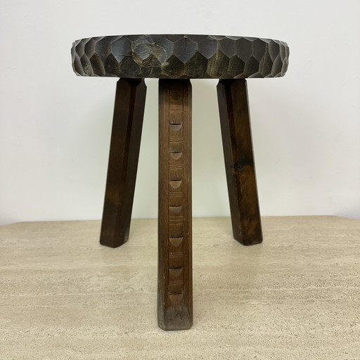 Vintage Carved Wood Stool