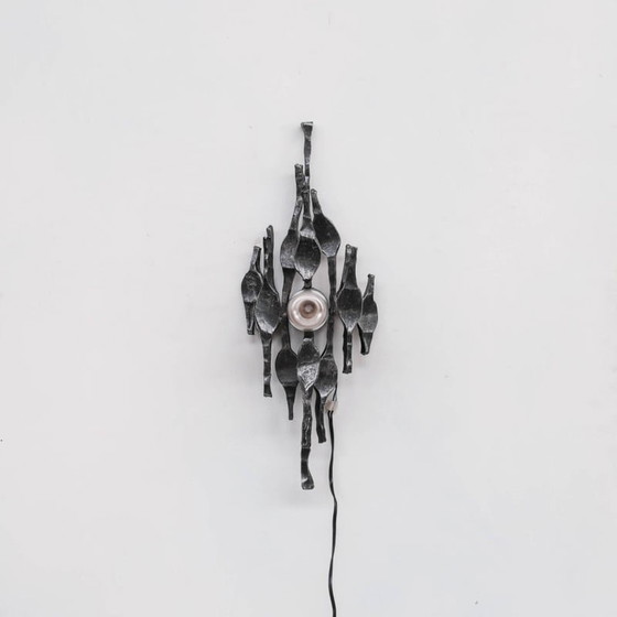 Image 1 of Brutalist vintage iron wall lamp, Belgium 1970s