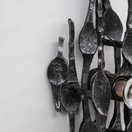 Image 1 of Brutalist vintage iron wall lamp, Belgium 1970s
