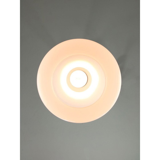 Image 1 of Lampada a sospensione vintage in ottone e vetro bianco, Italia