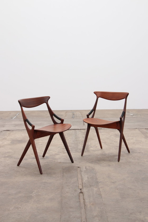 Image 1 of Arne Hovmand Olsen for Mogens Kold, 1960 8 dinning chairs model 71,