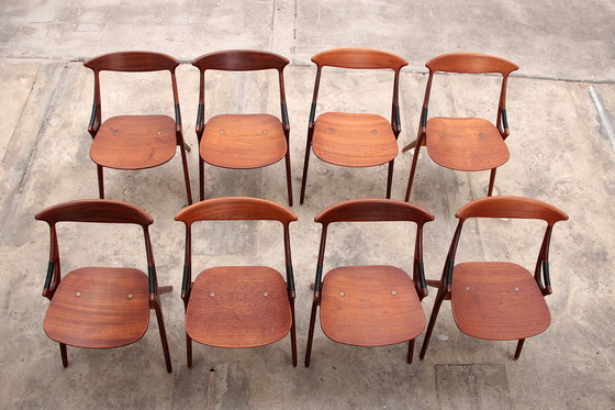 Image 1 of Arne Hovmand Olsen pour Mogens Kold, 1960 8 chaises de salle à manger modèle 71,