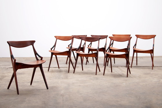 Image 1 of Arne Hovmand Olsen pour Mogens Kold, 1960 8 chaises de salle à manger modèle 71,