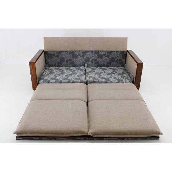 Image 1 of Vintage beech and fabric sofa bed by Miroslav Navrátil, Czechoslovakia 1960