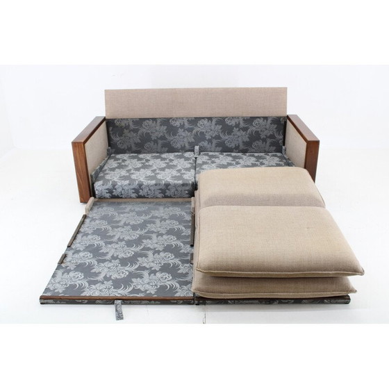 Image 1 of Vintage beech and fabric sofa bed by Miroslav Navrátil, Czechoslovakia 1960