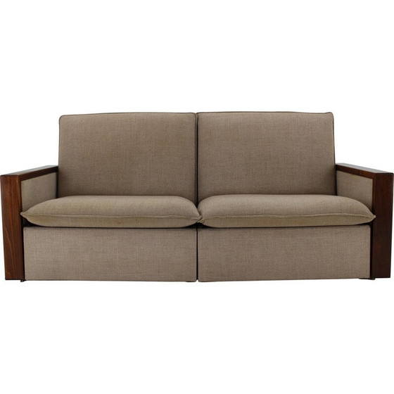 Image 1 of Vintage beech and fabric sofa bed by Miroslav Navrátil, Czechoslovakia 1960