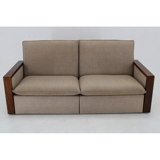 Image 1 of Vintage beech and fabric sofa bed by Miroslav Navrátil, Czechoslovakia 1960