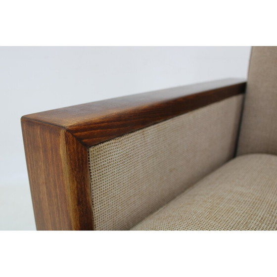 Image 1 of Vintage beech and fabric sofa bed by Miroslav Navrátil, Czechoslovakia 1960