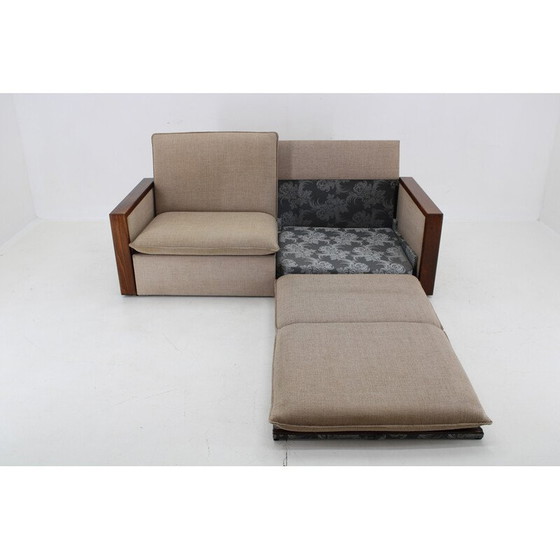 Image 1 of Vintage beech and fabric sofa bed by Miroslav Navrátil, Czechoslovakia 1960