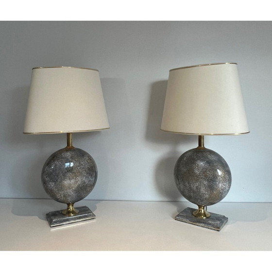 Image 1 of Pair of vintage ceramic lamps by Philippe Barbier, France 1970